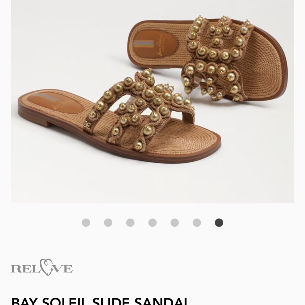 Sam Edelman Brown Pearl-Embellished Slide Mules - Picture 10 of 10